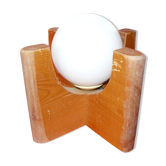 Lampe années 70 bois et opaline