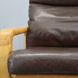 Paire de fauteuils en chêne et cuir L. Olsen & Søn des années 1970, Danemark