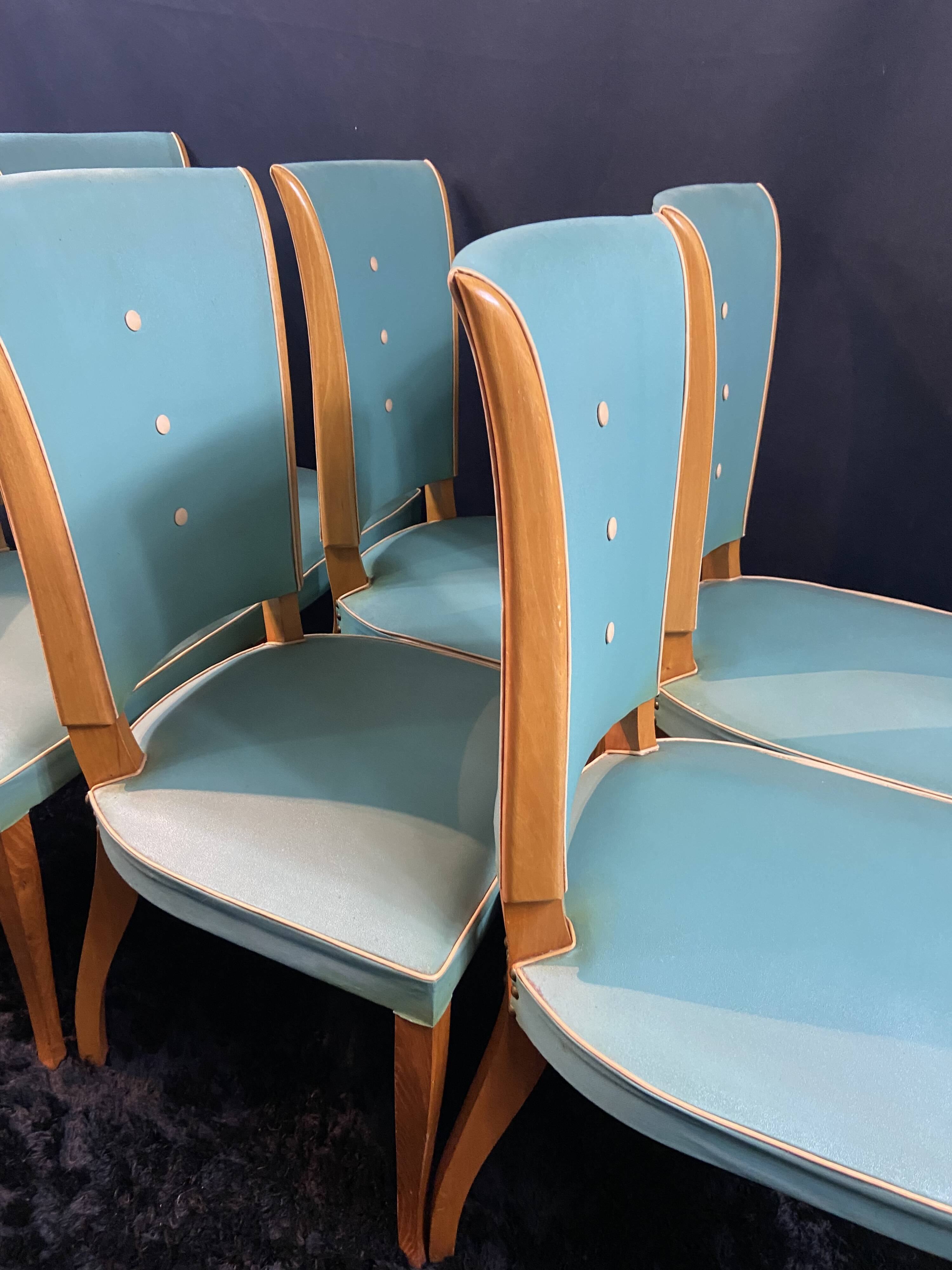 Suite 6 chaises design moderniste 1950