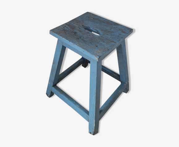 Tabouret de ferme bleu