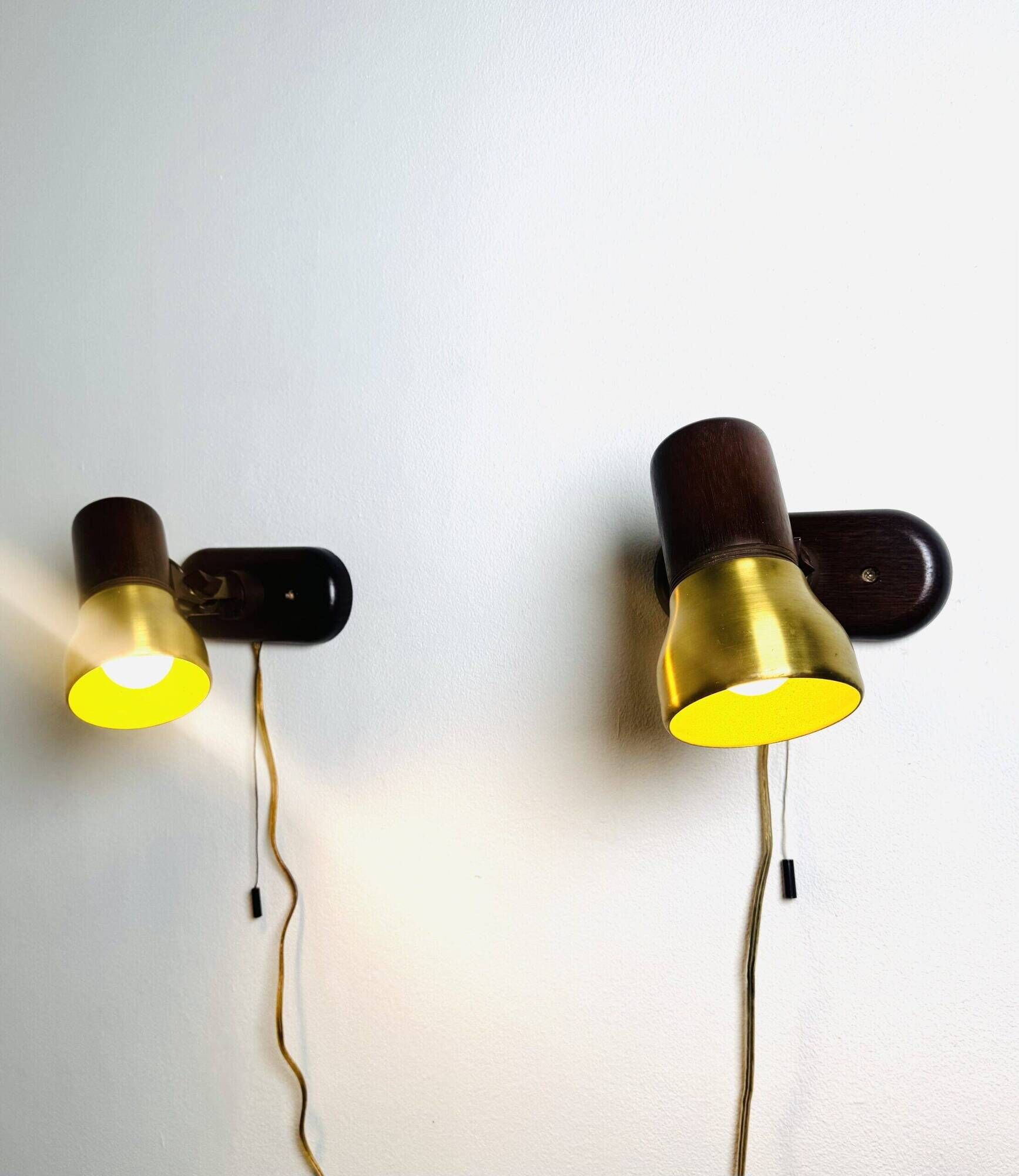 Brass And Amfrosia Wall Lamps By Temde Leuchten, Switzerland 1960S