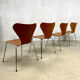 Ensemble de 4 chaises vintage 'Butterfly' 'vlinder' Fritz Hansen Arne Jacobsen
