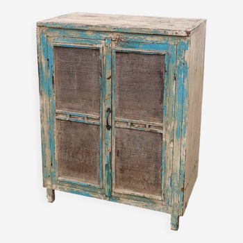 Small pantry buffet in old wood with mesh doors