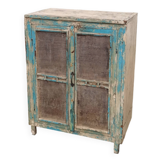 Small pantry buffet in old wood with mesh doors