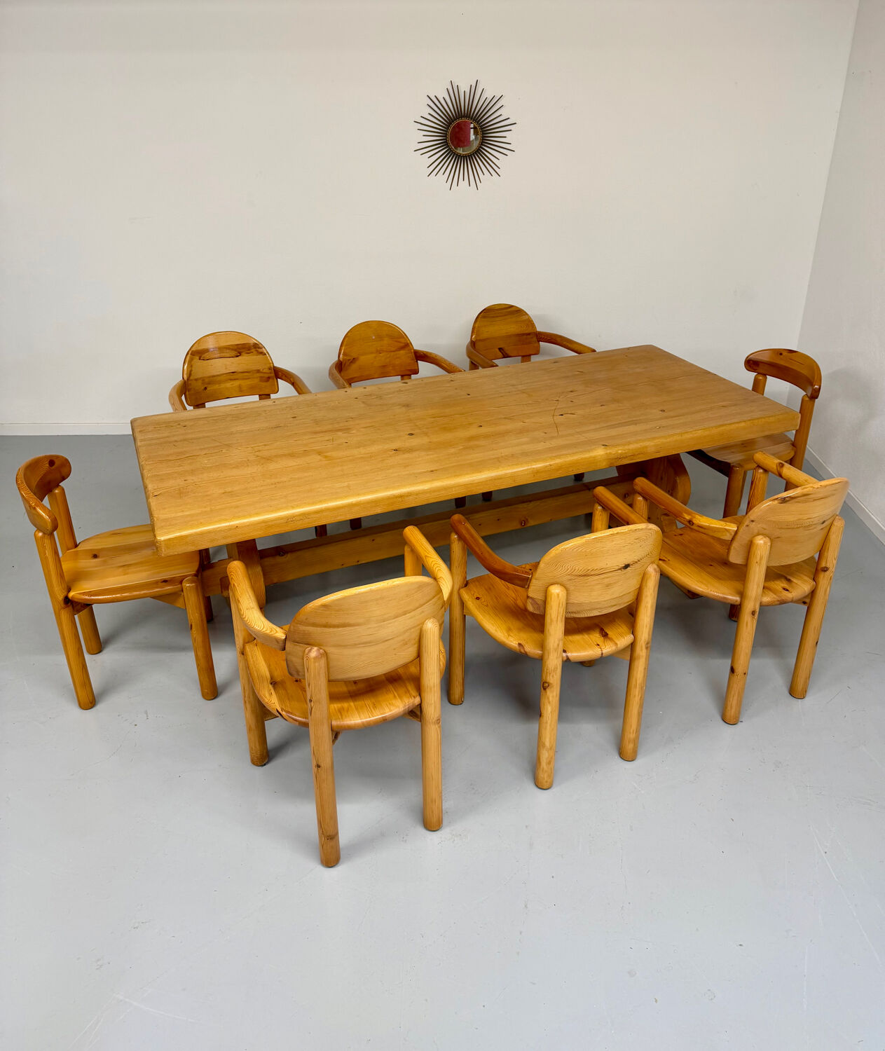 Vintage XXL farmhouse monastery pine table from the 1960s.