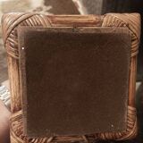 Vintage rattan and chrome metal lamp – 1970s/1980s