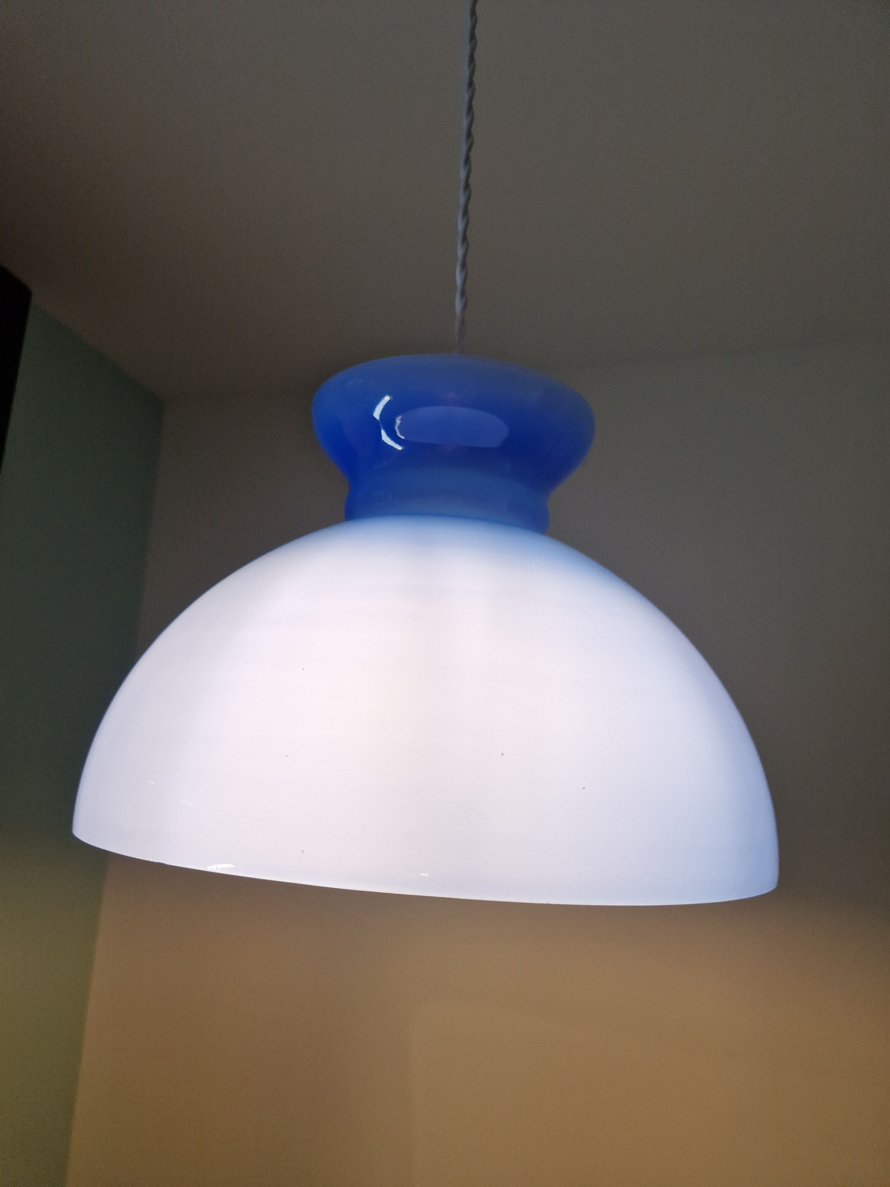 Vintage blue opaline pendant lamp