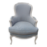 Bergère armchair with blue striped seat and back