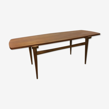 Table basse rectangulaire vintage en teck scandinave, années 1960