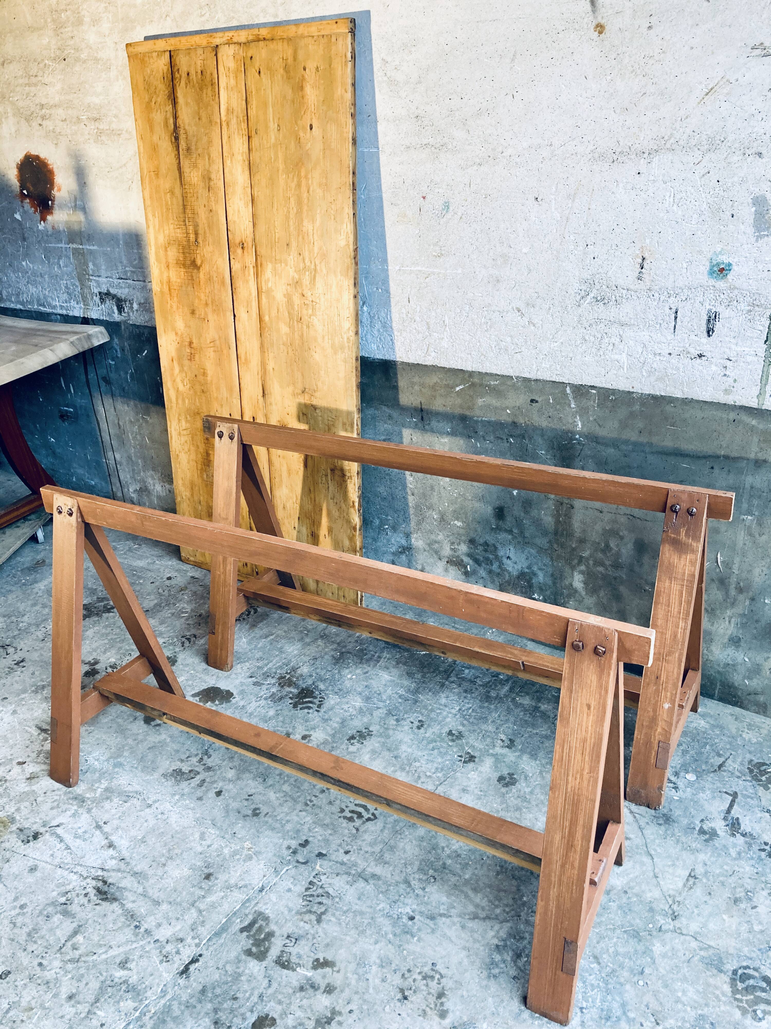Farm table on trestles
