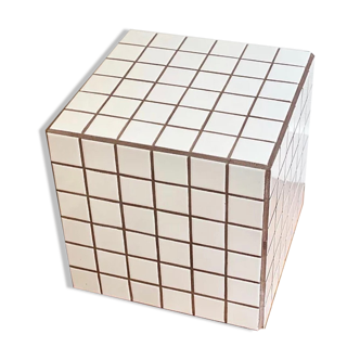 Side table cube gigi tile mosaic white joint brown sofa tip