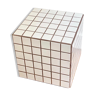 Table d'appoint cube gigi carrelage mosaïque blanc joint marron bout de canapé