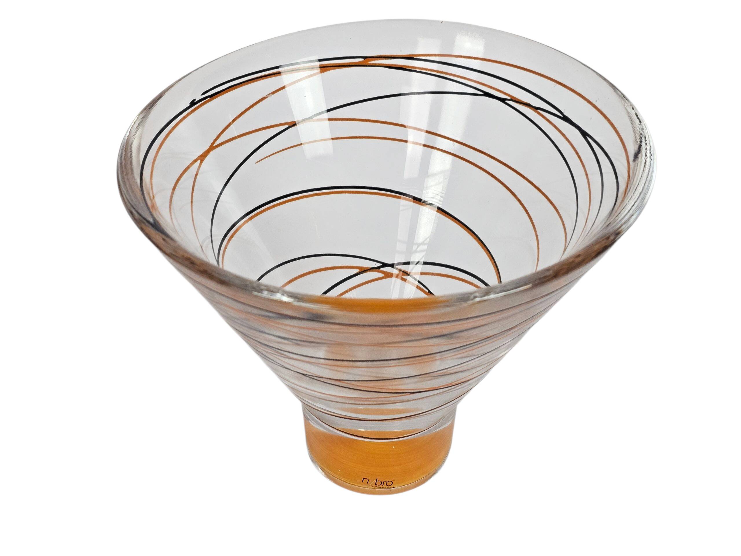 Nybro - Suède - Fait main - vase pendule - verre - cristal - années 1990