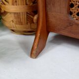 Antique wooden and cane magazine rack