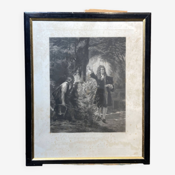 Lithograph entitled "Boileau and his gardener" signed Sandoz Del.