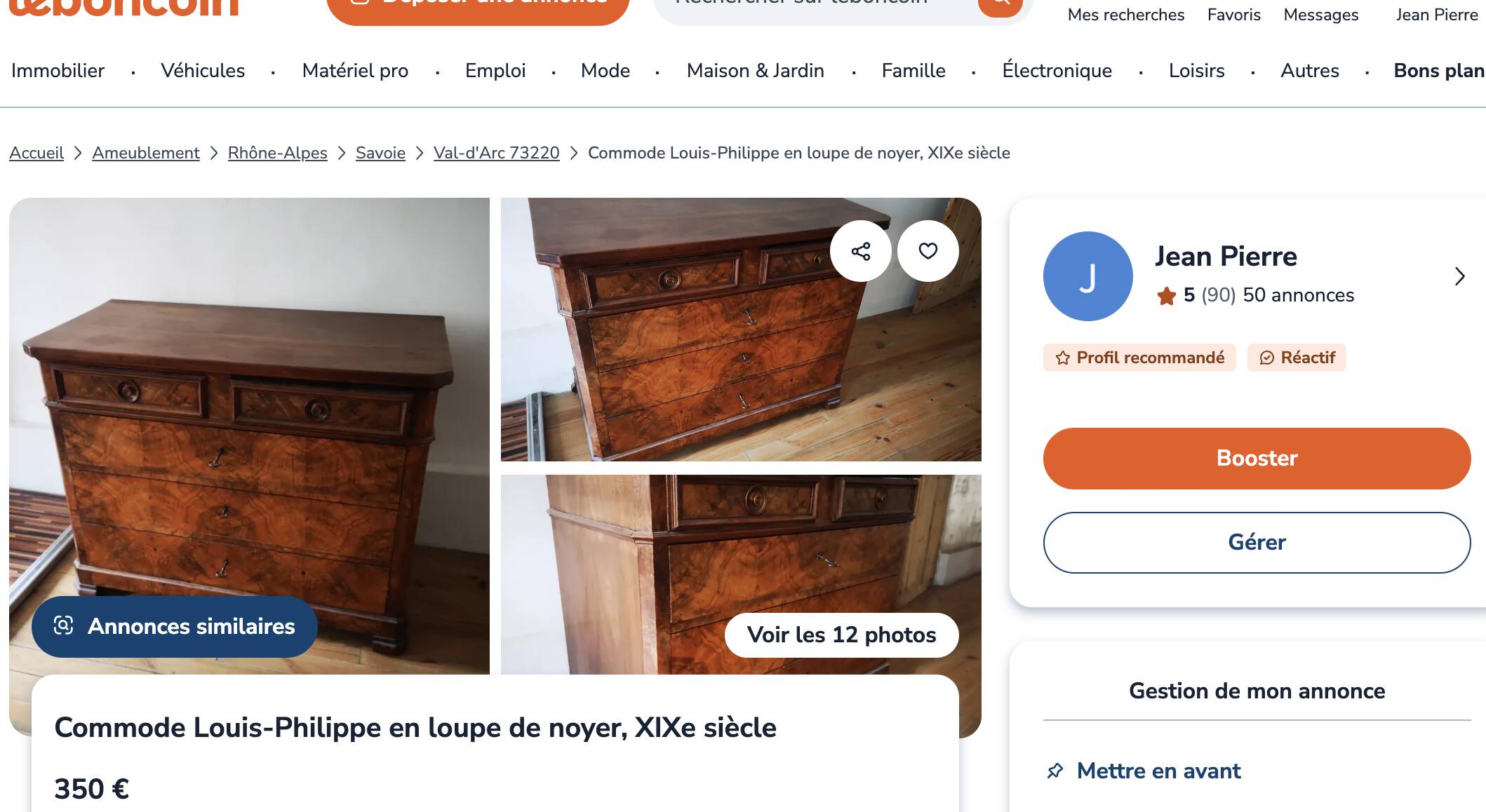 Louis-Philippe commode in walnut burl, 19th century