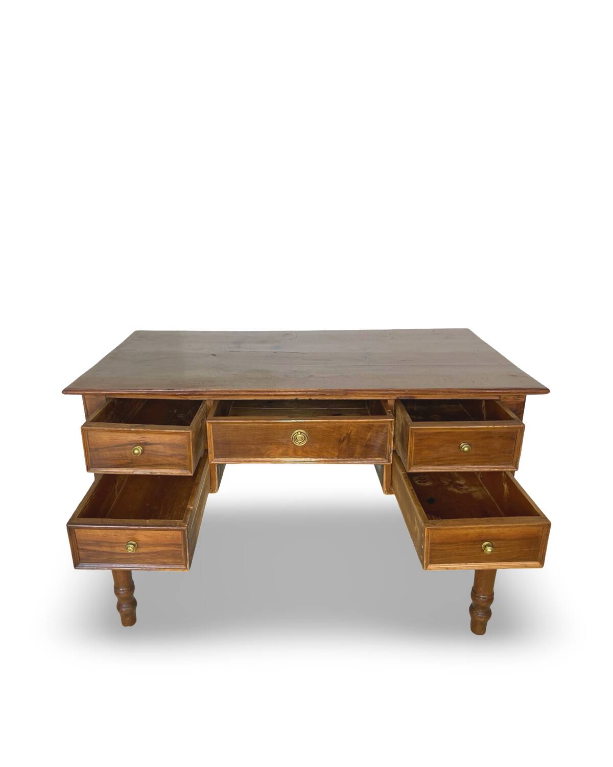 Italian pine wood centre writing desk from the 1960s, a reproduction o