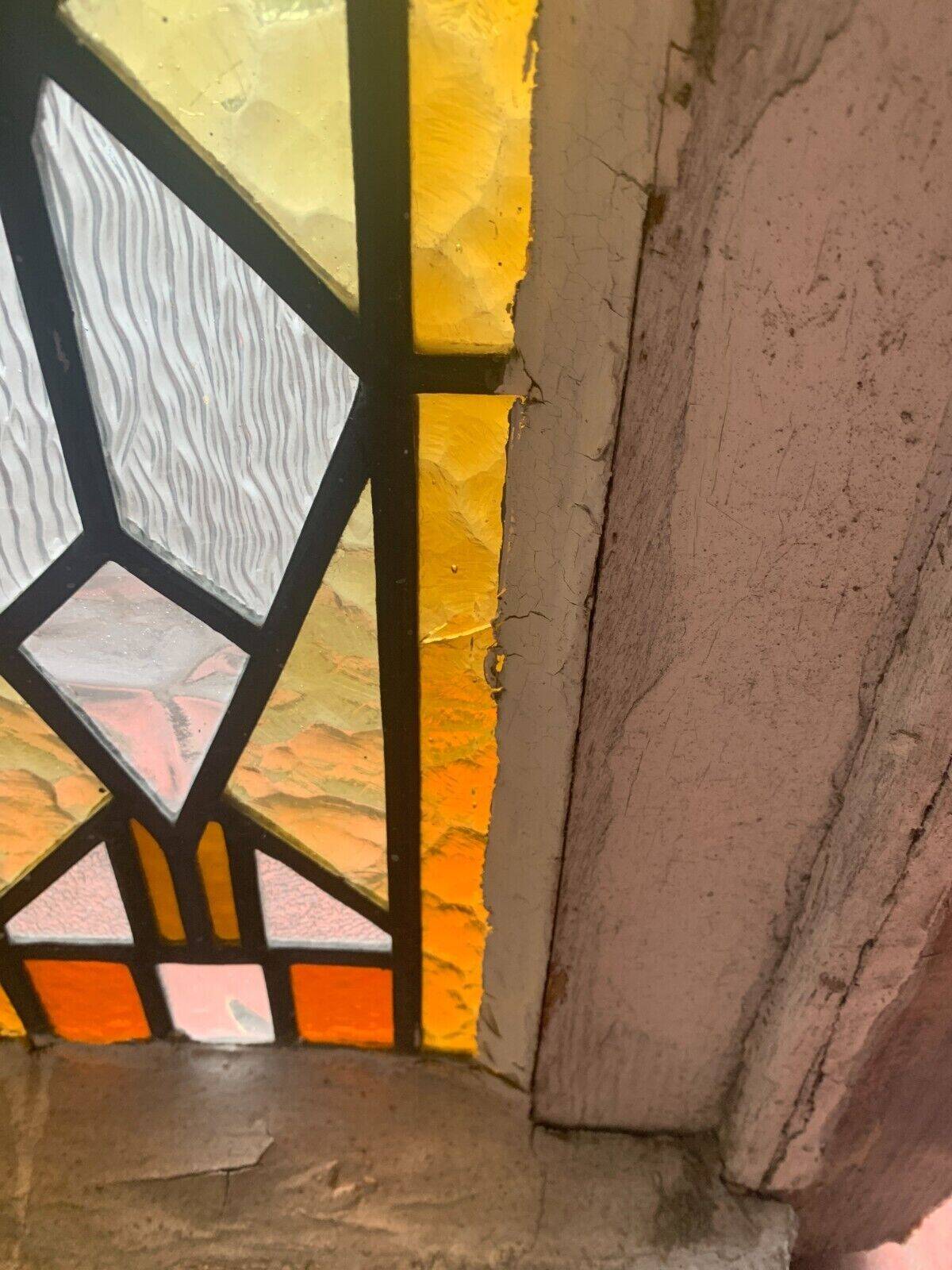 20th century Art Deco stained glass panel