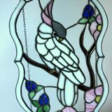 Handmade large window picture made of glass and metal, tiffany style, vintage