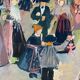 Painting "Fête alsacienne" original gouache 1928 coll. J.F. Devalliere