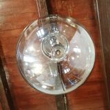 Designer chandelier in chrome metal globe in smoked glass