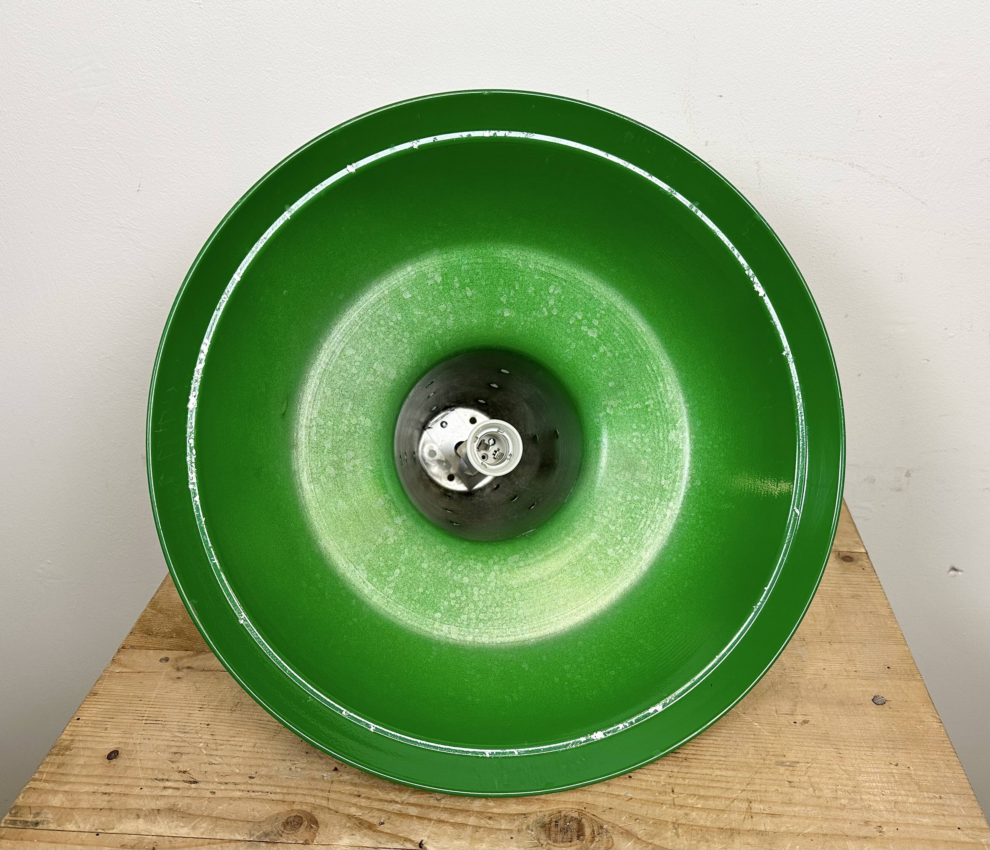 Industrial Italian Green Factory Hanging Lamp, 1970s