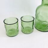 Vintage glass decanter and 3 glasses
