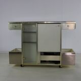 Seventies design bar cabinet by Harvey Guzzini for Stilglass Donati