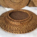 Ten rattan plates, basketry, wicker