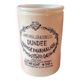 Ancien pot à marmelade "Orange marmalade Dundee" en opaline