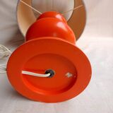 Orange lamp in vintage turned wood