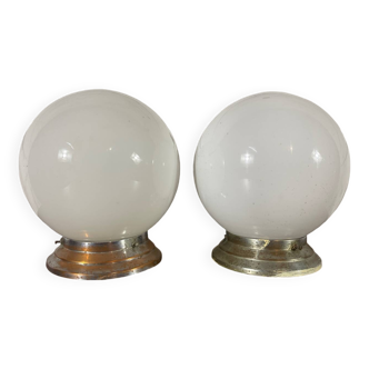 Pair of opaline ceiling lights from the 1940s
