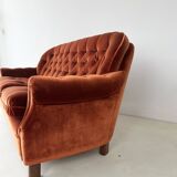 Rust Orange Velvet Couch