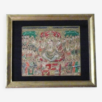 Framed Indian painting. The Indian goddess Devi. 19th-20th century