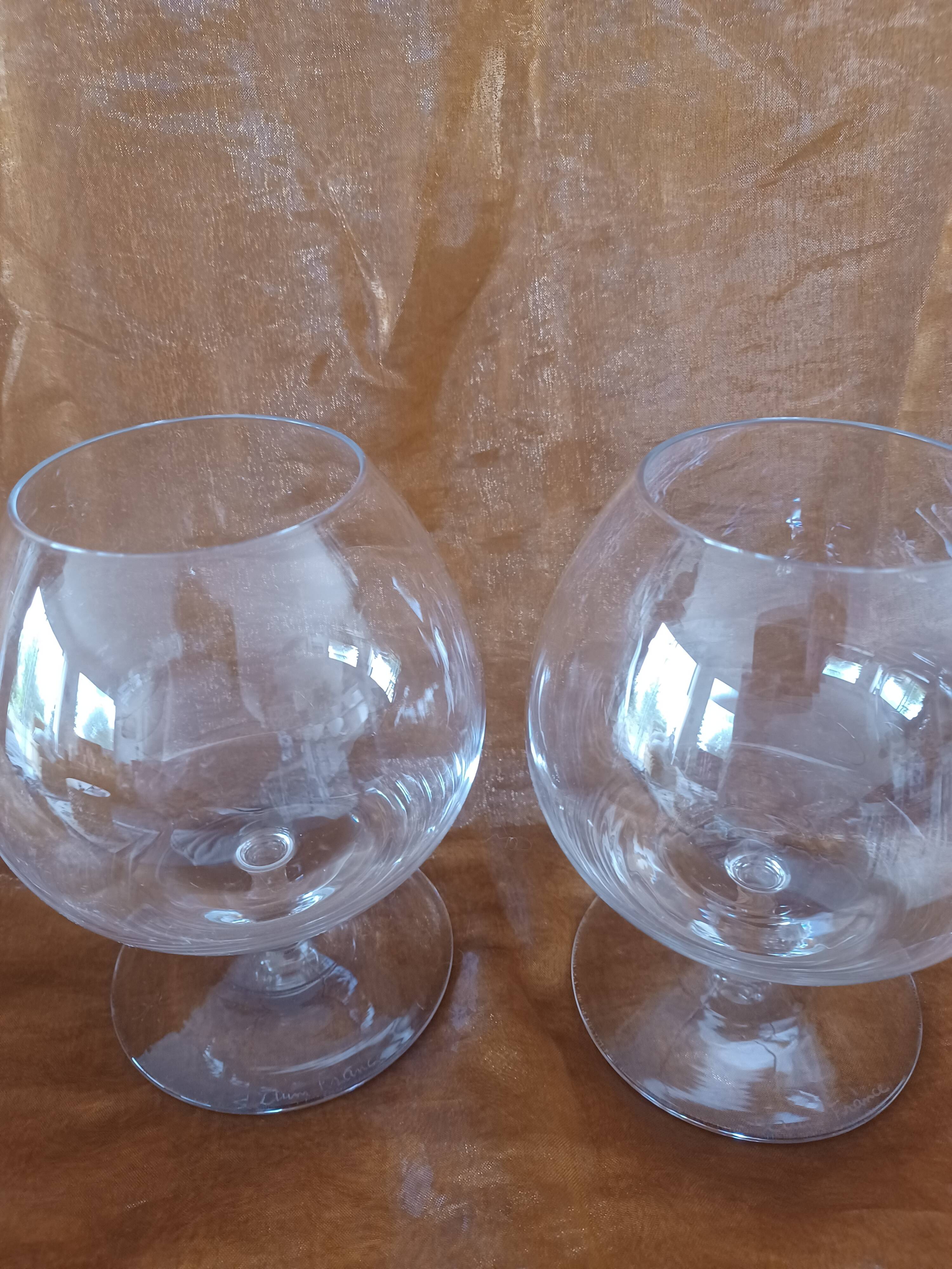 2 large glasses with cristal daum cognac (14cm)