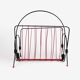 Vintage red metal and scoubidou thread magazine holder