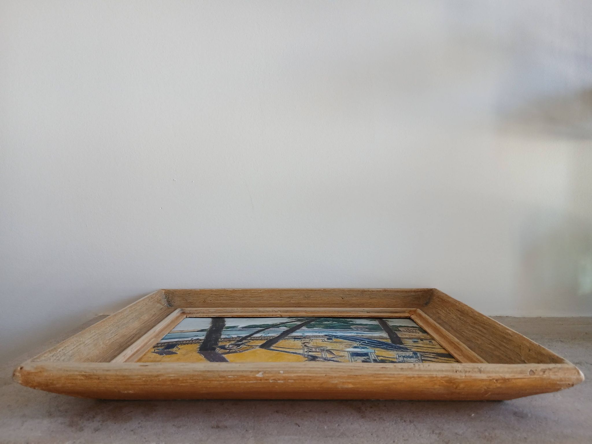 Peinture vintage scène balnéaire
