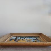 Peinture vintage scène balnéaire