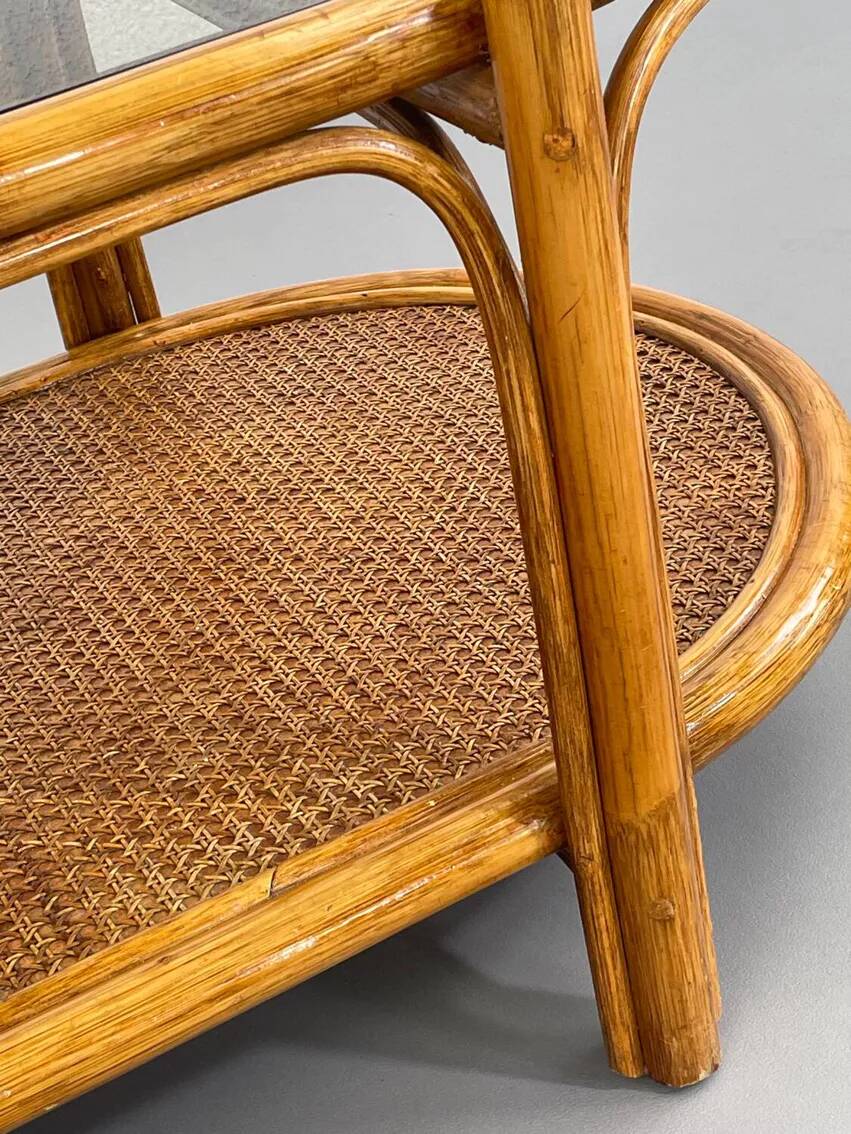 Vintage roasttan coffee table and glass top