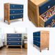 Commode art déco bois brut et bleu 1940