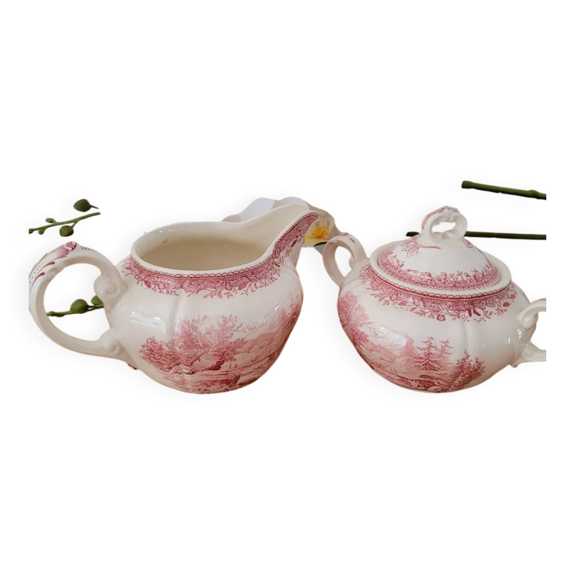 Villeroy Boch Burgenland porcelain, sugar bowl and milk jug