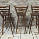 3 vintage wooden bar stools from the 60s/70s with a bistro spirit.