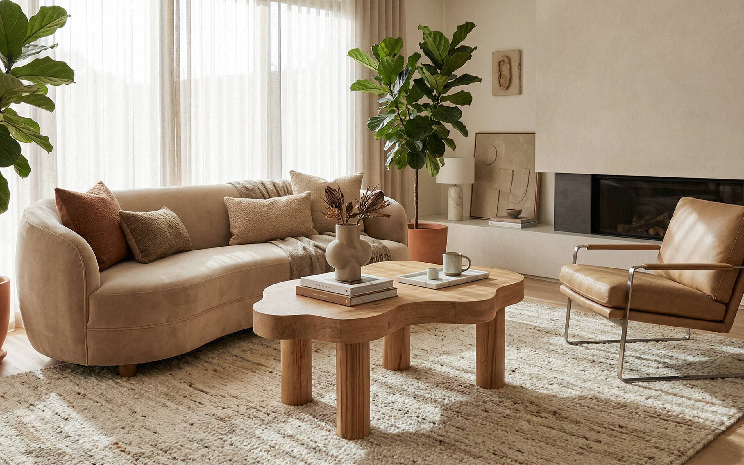 Table basse ronde PLOT-P4 - chêne clair scandinave