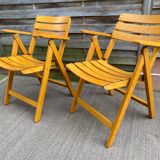 Pair of Clairitex France vintage garden armchairs from the 70s, solid wood