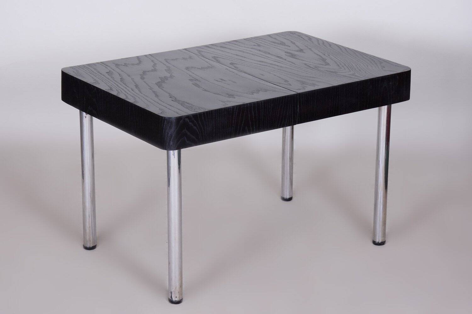 Bauhaus Extendable Dining Table in Oak Veneer and Chrome, 1930s