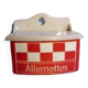 Boite à allumettes vintage, art déco, céramique damier rouge, signée Urbach