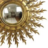 Large Rare Wooden Sun Mirror Sunburst Gold Leaf XL 86cm