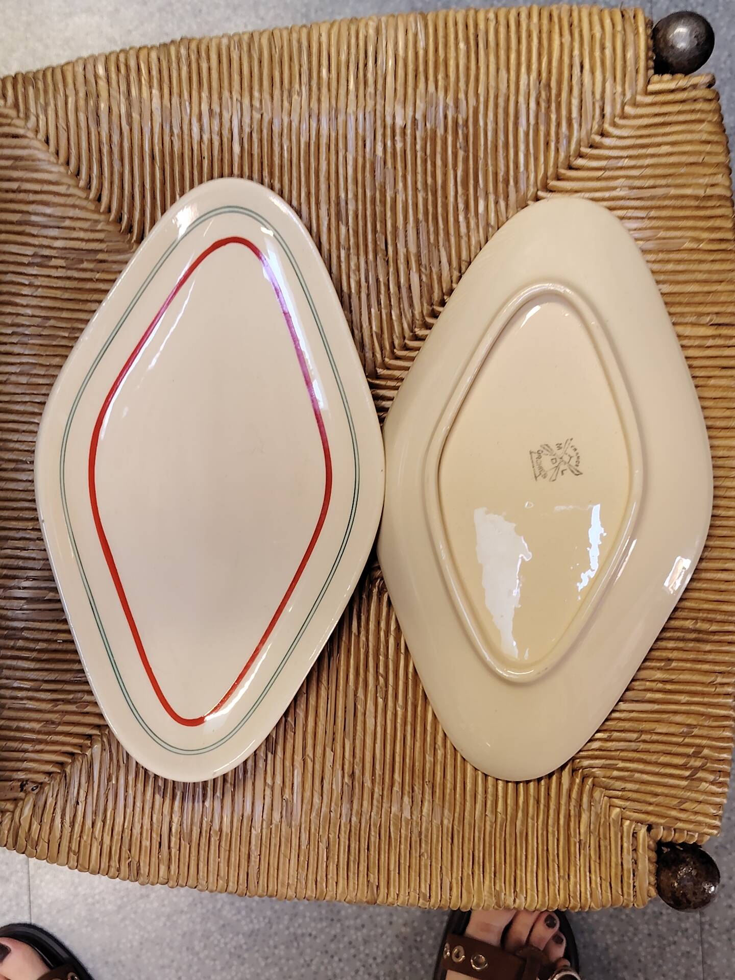 Set of 2 diamond-shaped serving dishes Moulin des Loups model Stanislas