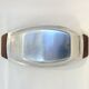 Large rectangular stainless steel and teak dish Braun & Kemmler West Germany 1970