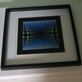 Tableau Vintage Art Optique - Victor Vasarely - Frame 40x40cm